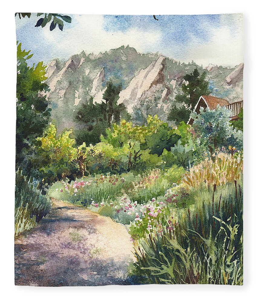 Trail Painting Fleece Blanket featuring the painting Chautauqua Morning by Anne Gifford