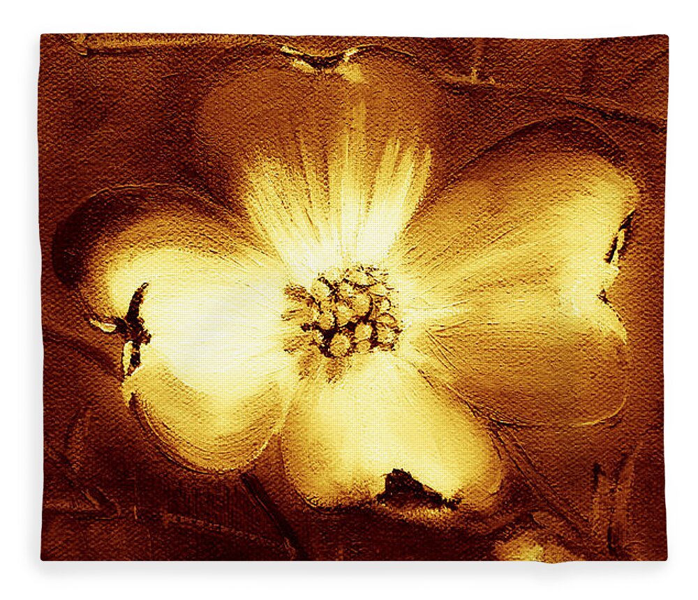 Cherokee Rose Fleece Blanket featuring the painting Cherokee Rose Dogwood - Single Glow by Jan Dappen