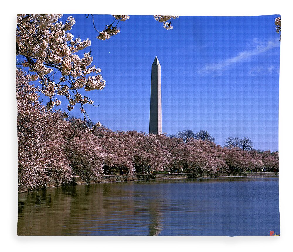 Scenic Fleece Blanket featuring the photograph Cherry Blossoms on the Tidal Basin 15J by Gerry Gantt