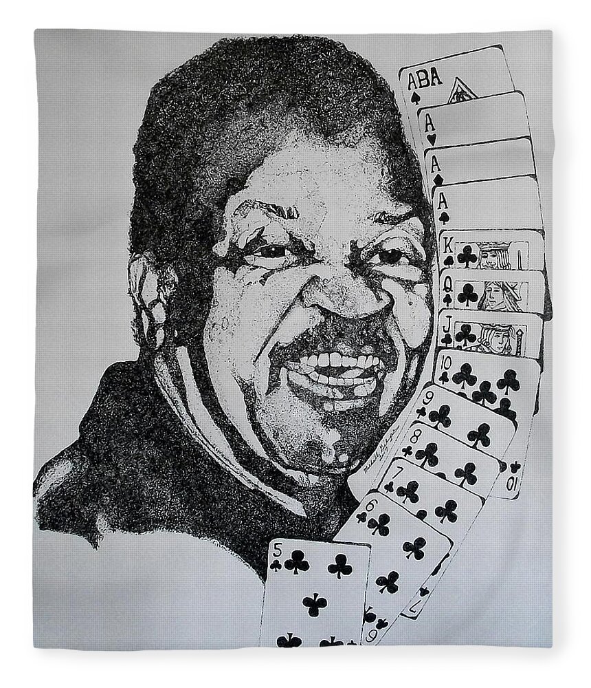 Portrait Fleece Blanket featuring the drawing Chester Johnson Tribute by Michelle Gilmore