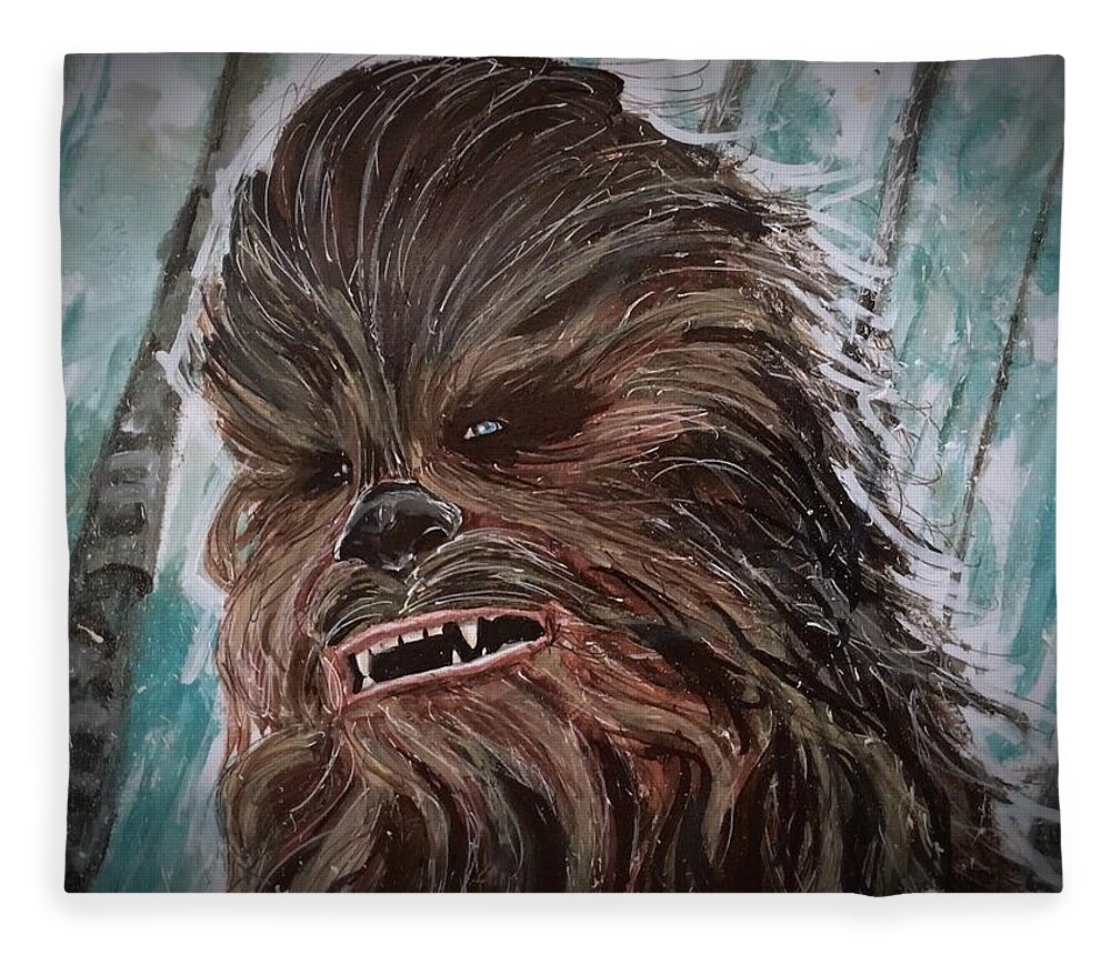 Chewbacca Fleece Blanket featuring the painting Chewbacca by Joel Tesch