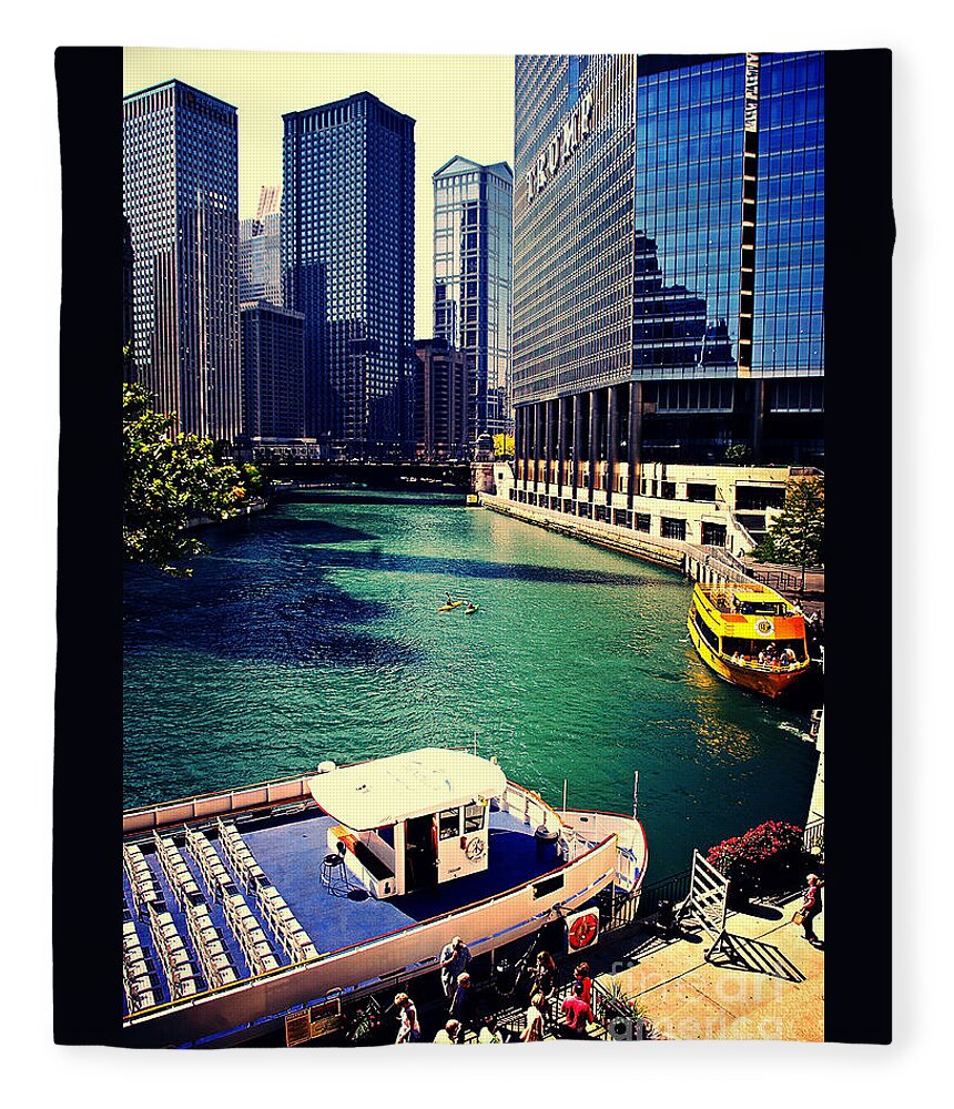 Chicago-cityscape Fleece Blanket featuring the photograph City of Chicago - River Tour by Frank J Casella