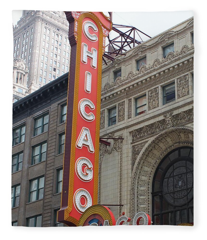 Chicago Fleece Blanket featuring the photograph Chicago Theater Sign by Lauri Novak