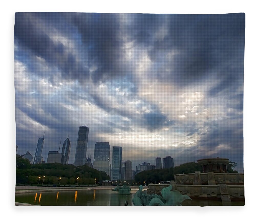 Chicago Fleece Blanket featuring the photograph Chicago's Buckingham Fountain when it's turned off by Sven Brogren