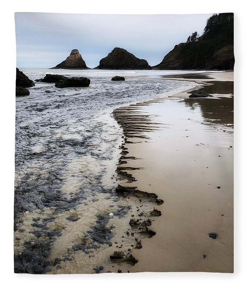 Chiseled Sand Fleece Blanket featuring the photograph Chiseled Beach by Bonnie Bruno