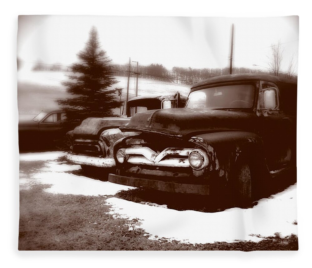 Old Cars Fleece Blanket featuring the photograph Chocolate Ghosts by Jean Macaluso
