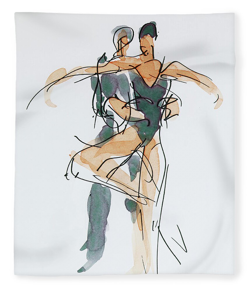 Choreographic Fleece Blanket featuring the drawing Choreographic lesson at The Royal Ballet School 01 by Peregrine Roskilly