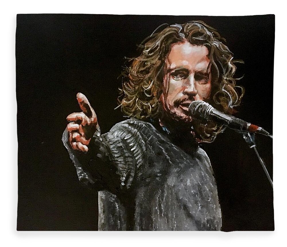 Chris Cornell Fleece Blanket featuring the painting Chris Cornell by Joel Tesch