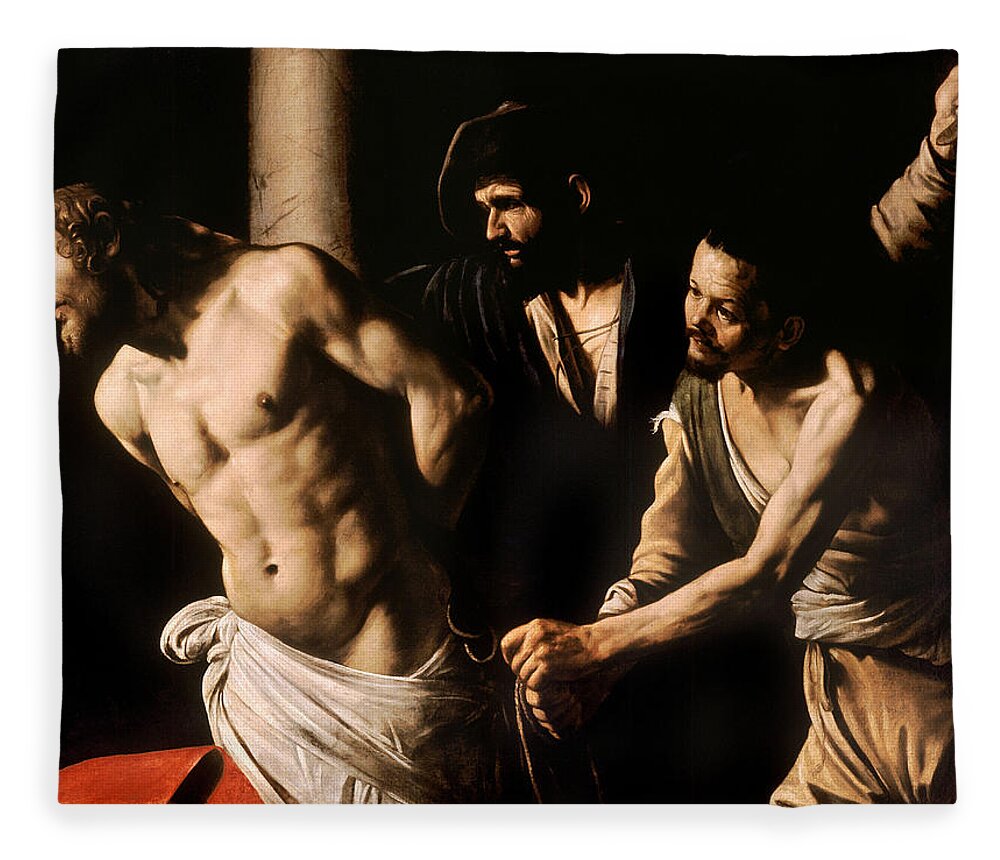 Caravaggio Fleece Blanket featuring the painting Christ at the Column by Caravaggio