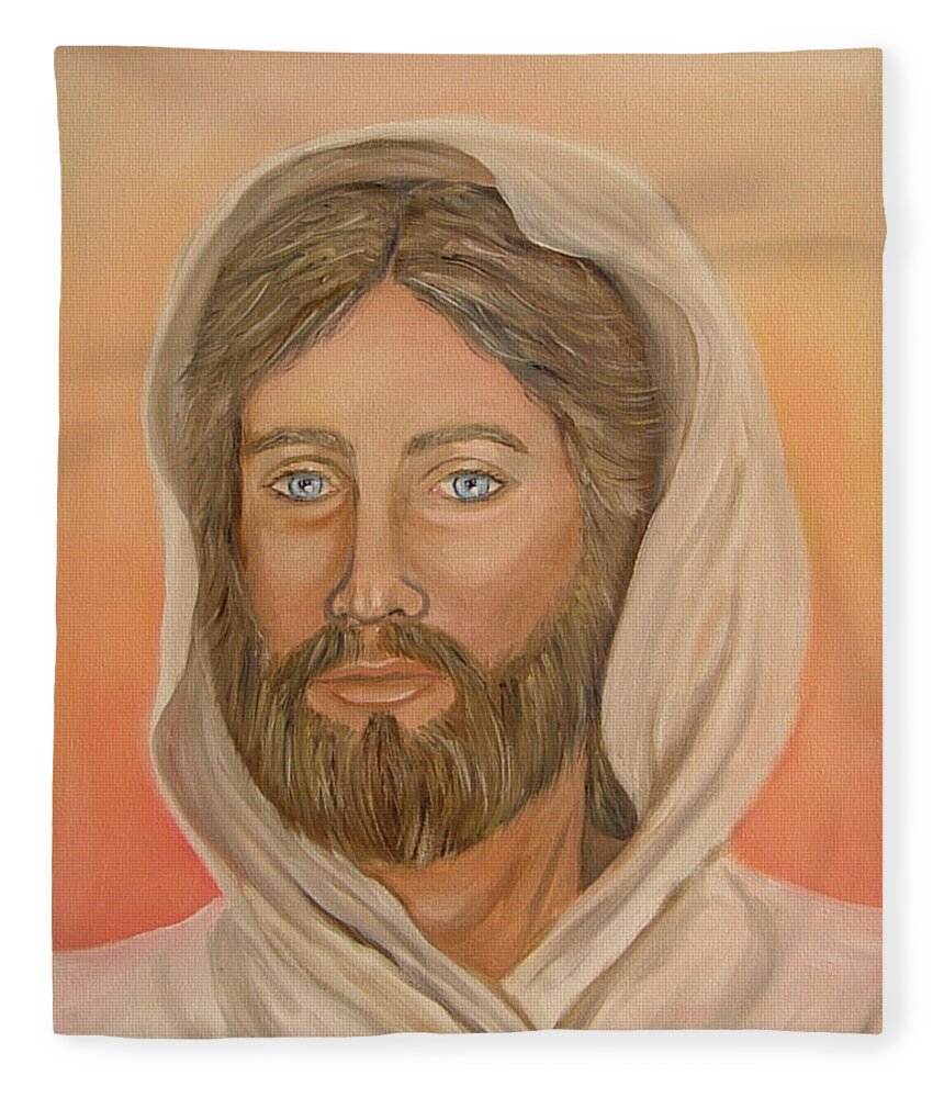 Christ Fleece Blanket featuring the painting Christ by Quwatha Valentine