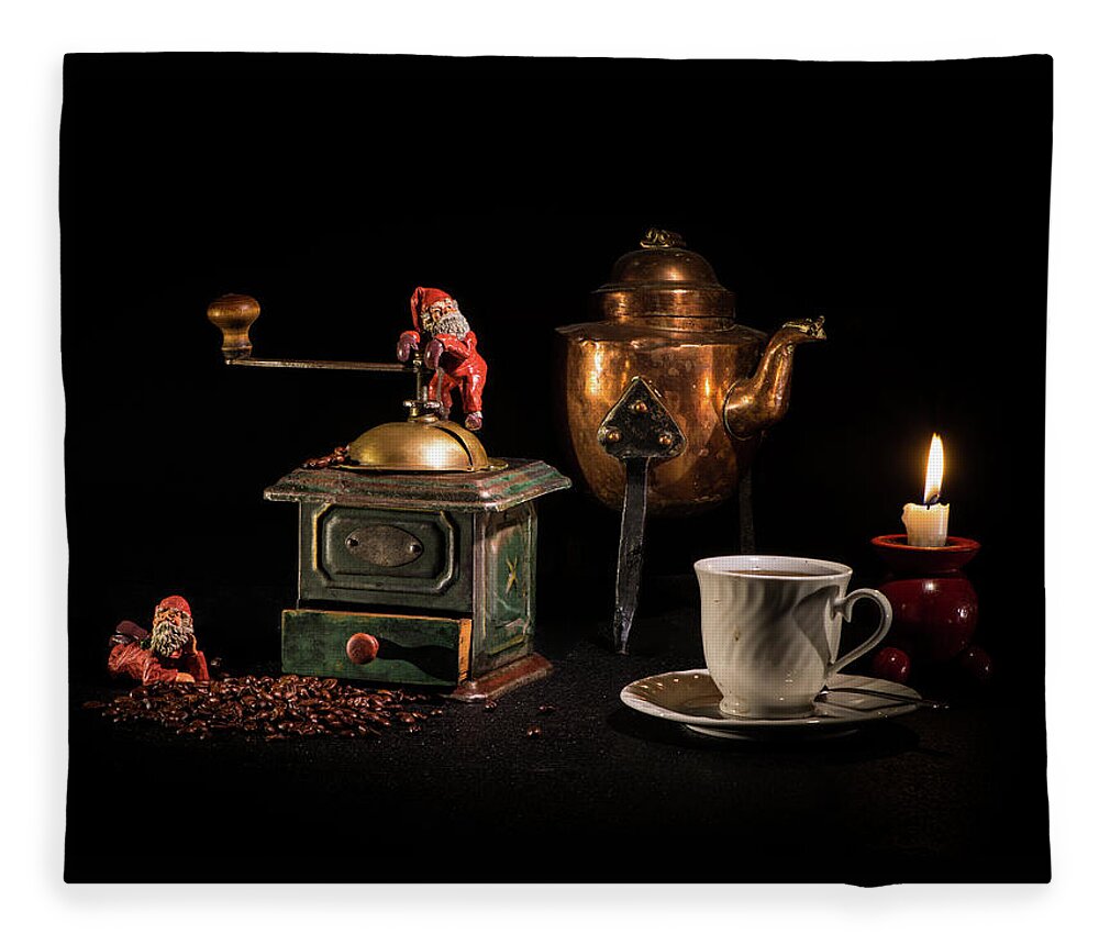 Candlelight Fleece Blanket featuring the photograph Christmas Coffee-time by Torbjorn Swenelius