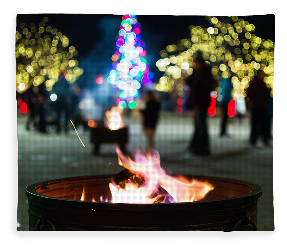 Fire Fleece Blanket featuring the photograph Christmas fire pit by Stephen Holst