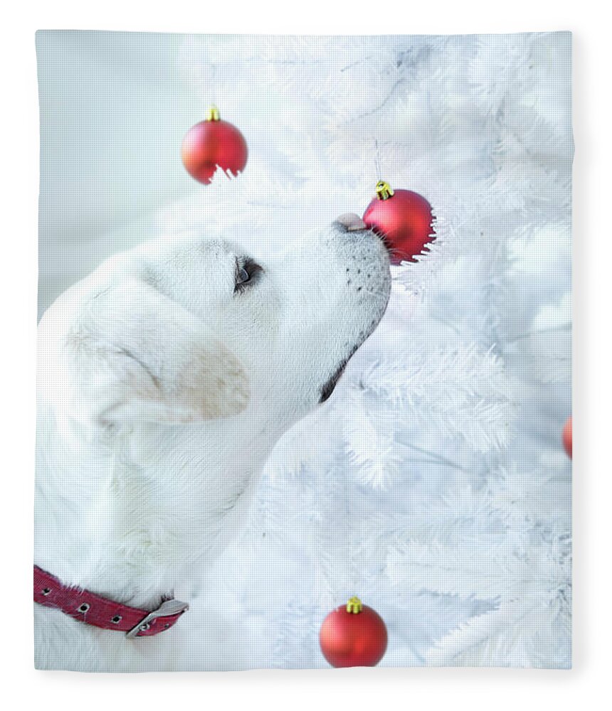 Christmas Fleece Blanket featuring the photograph Christmas Lab by Diane Diederich