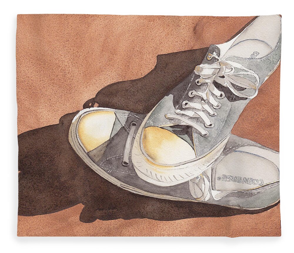Shoes Fleece Blanket featuring the painting Chucks by Ken Powers