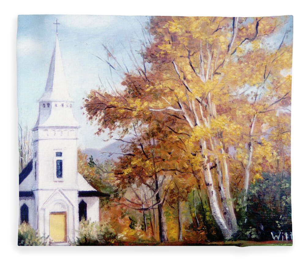 Church With Steeple Fleece Blanket featuring the painting Church at Sugar Hill by Marie Witte