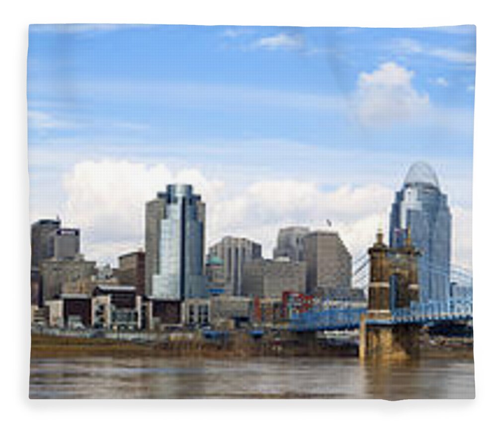 Cincinnati Fleece Blanket featuring the photograph Cincinnati Panorama by Keith Allen