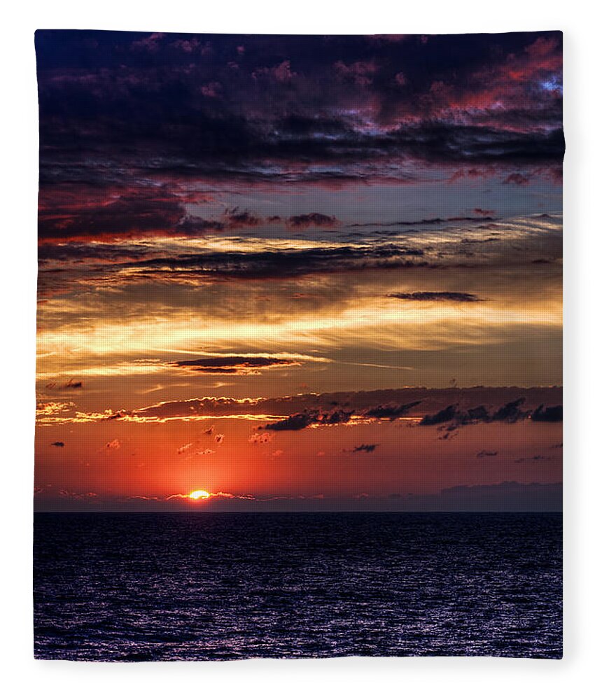 Sunset Fleece Blanket featuring the photograph Cinque Terre - Sunset from Manarola - Vertical by Weston Westmoreland