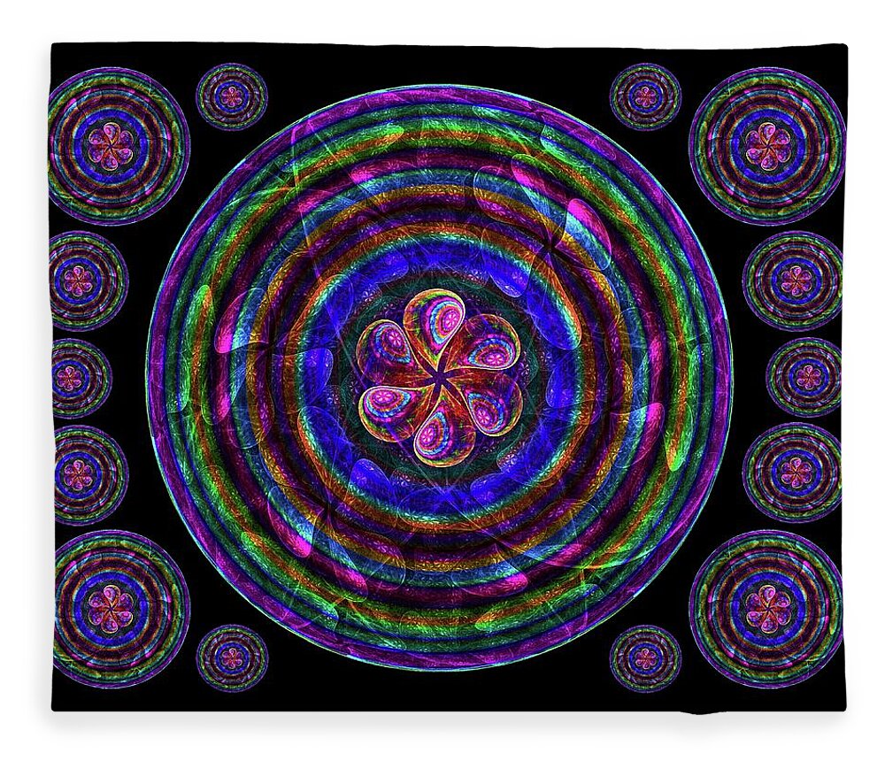 Apophysis Fractal Fleece Blanket featuring the digital art Circle Flower 2 by Angie Tirado