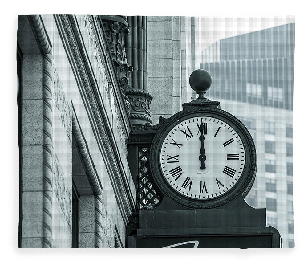 Clock Fleece Blanket featuring the photograph City Clock by Jason Hughes