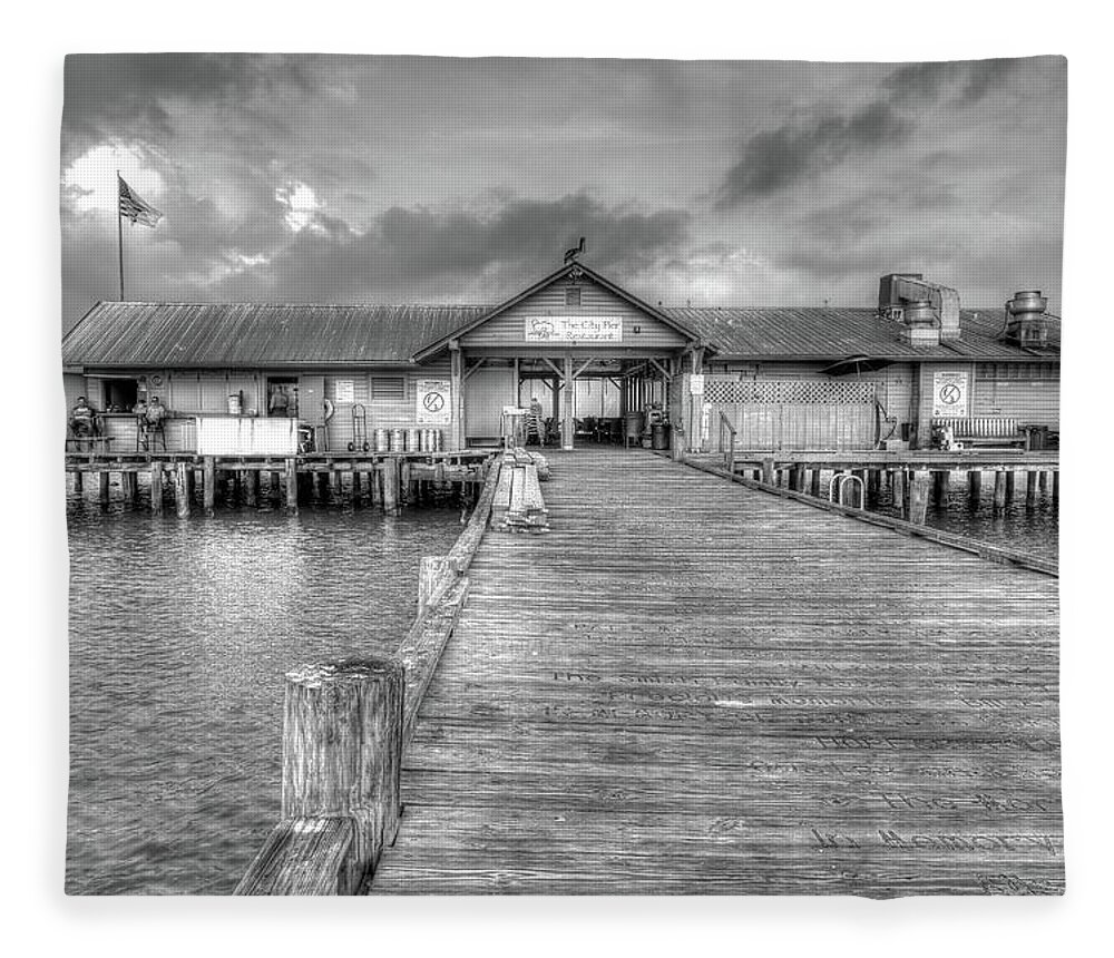 Florida Fleece Blanket featuring the photograph City Pier Anna Maria Island by Paul Schultz