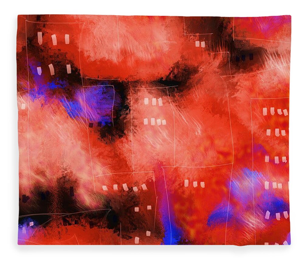 Abstract Fleece Blanket featuring the digital art City Windows by Debra Baldwin