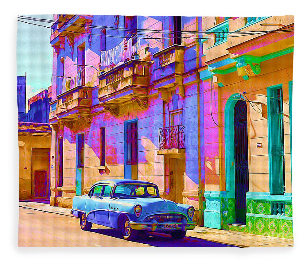 Havana Fleece Blanket featuring the painting Classic Havana by Chris Andruskiewicz