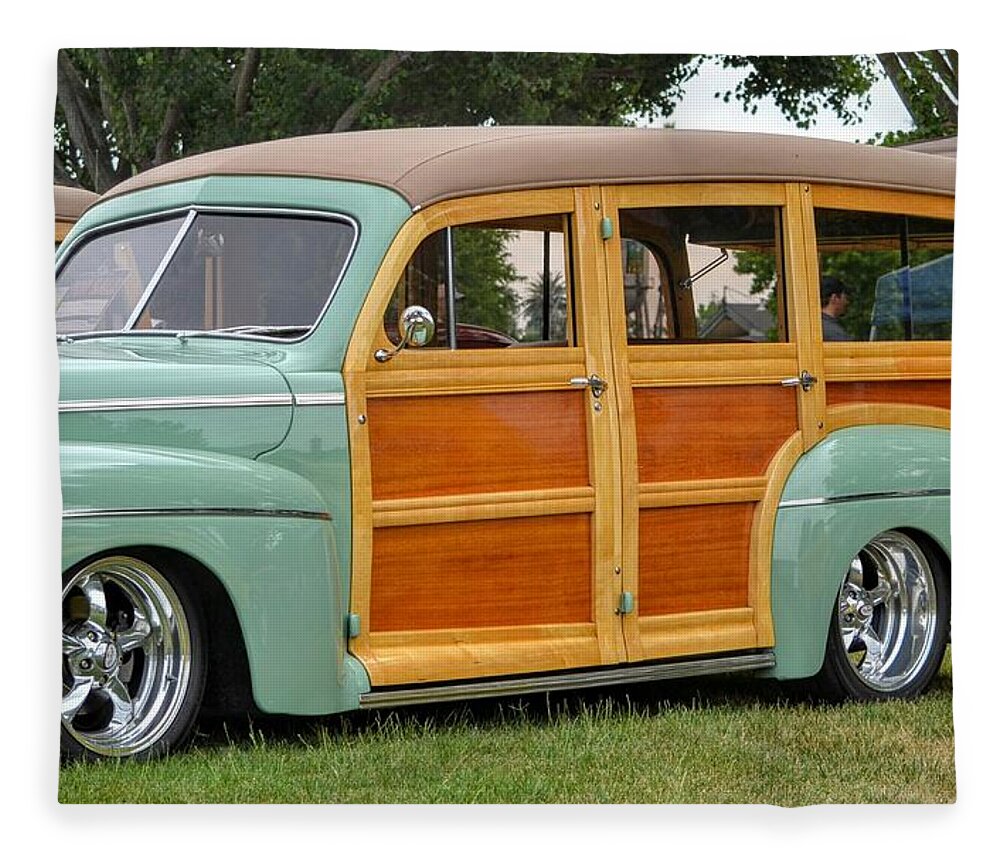 Car Fleece Blanket featuring the photograph Classic Woodie by Dean Ferreira