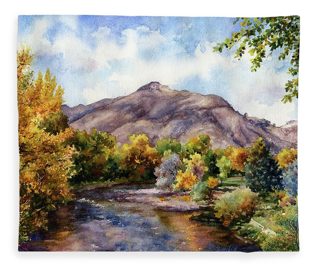 River Painting Fleece Blanket featuring the painting Clear Creek by Anne Gifford