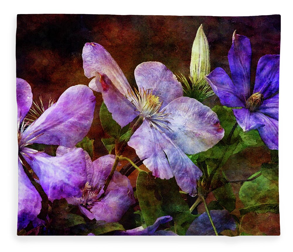 Impressionist Fleece Blanket featuring the photograph Clematis 1330 IDP_2 by Steven Ward