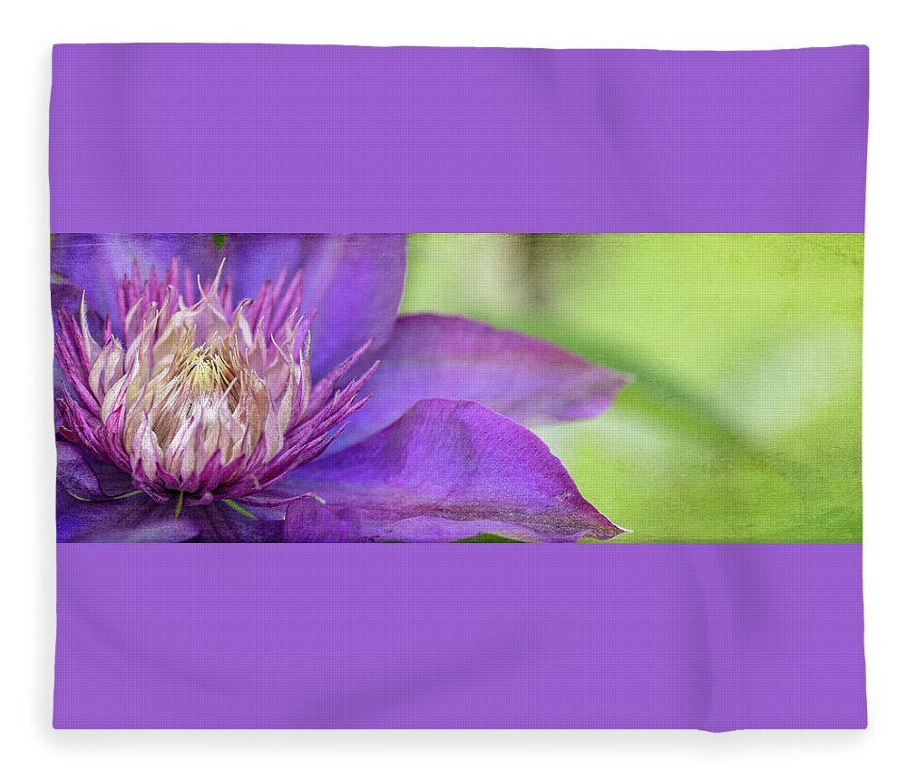 Clematis Fleece Blanket featuring the photograph Clematis by Rebecca Cozart
