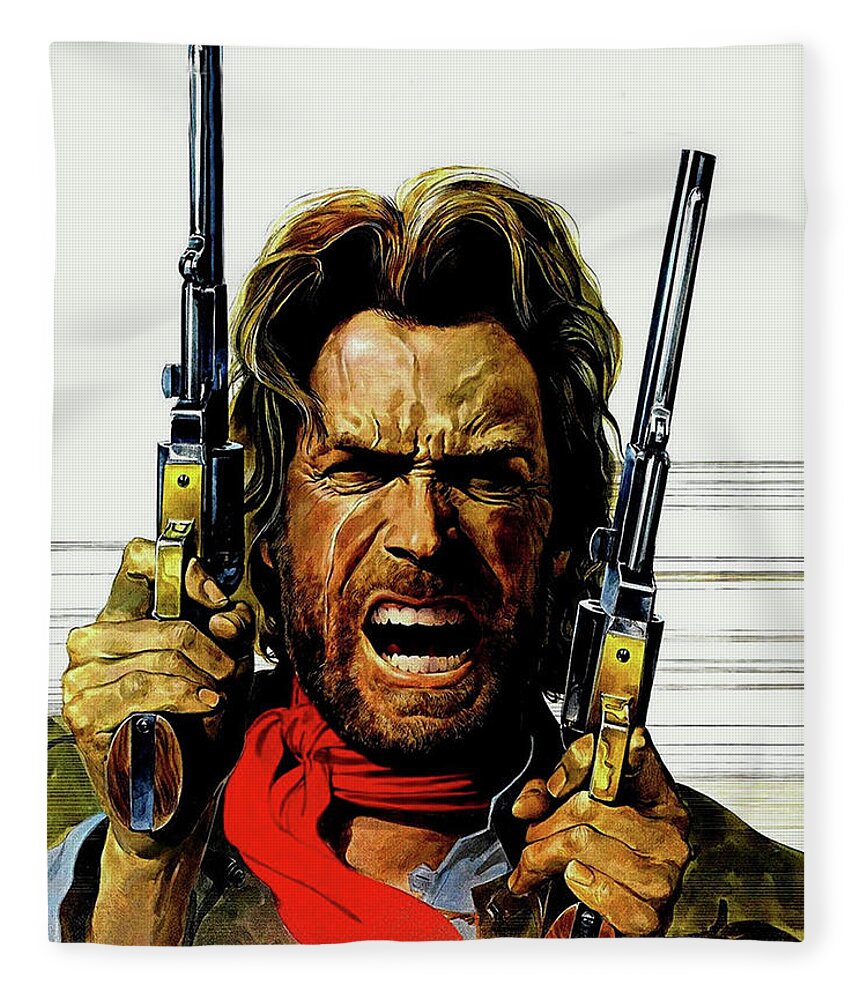 Clint Eastwood As Josey Wales Fleece Blanket featuring the mixed media Clint Eastwood As Josey Wales by David Dehner