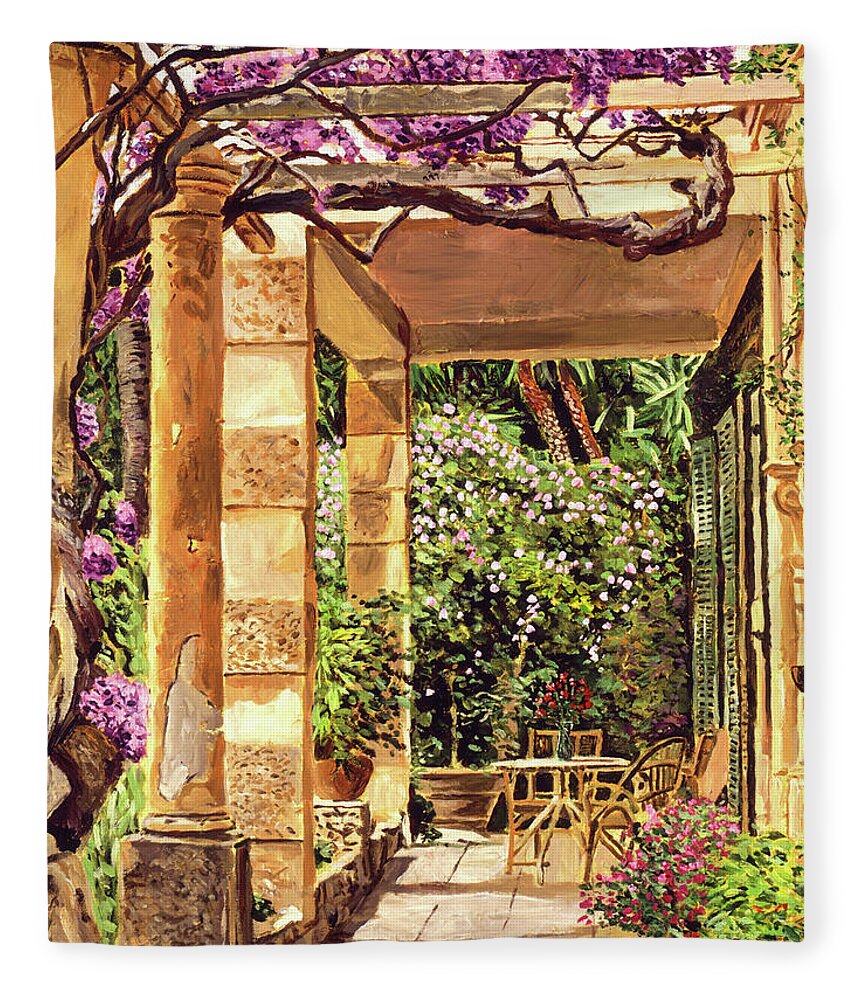 Gardens Fleece Blanket featuring the painting CLOS du PEYRONNET GARDENS PROVENCE by David Lloyd Glover