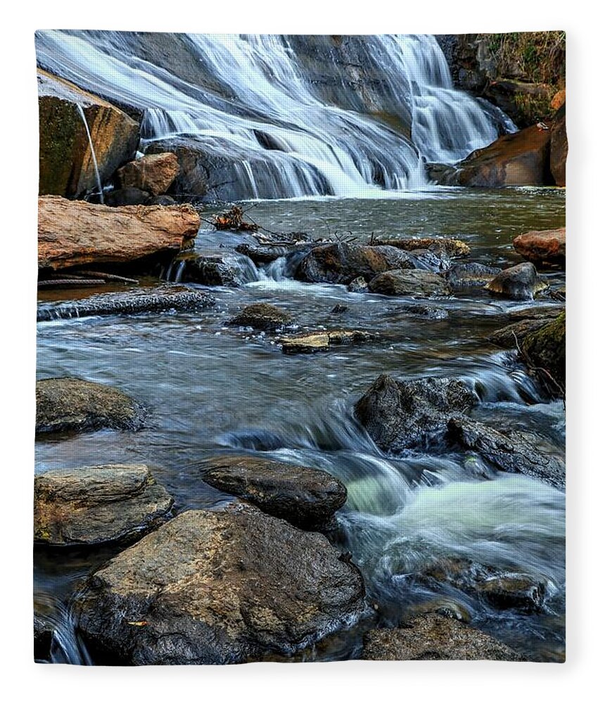 Falls Park On The Reedy River Fleece Blanket featuring the photograph Close Up Of Reedy Falls in South Carolina by Carol Montoya