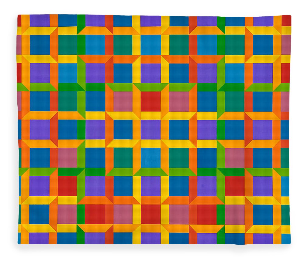 Abstract Fleece Blanket featuring the painting Closed Quadrilateral Lattice by Janet Hansen