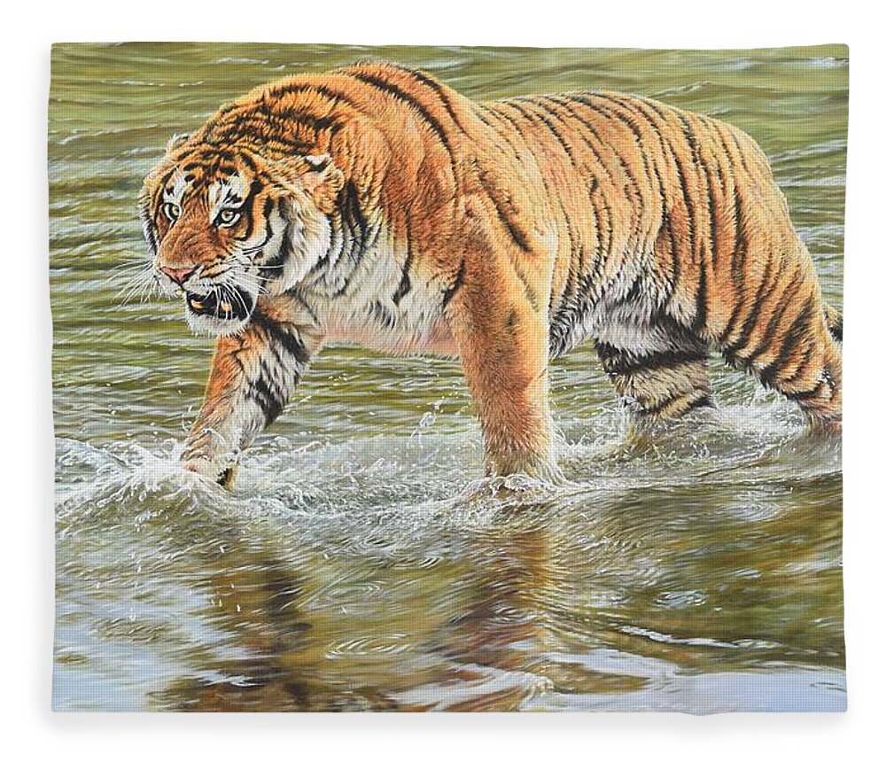Wildlife Paintings Fleece Blanket featuring the photograph Closing In by Alan M Hunt