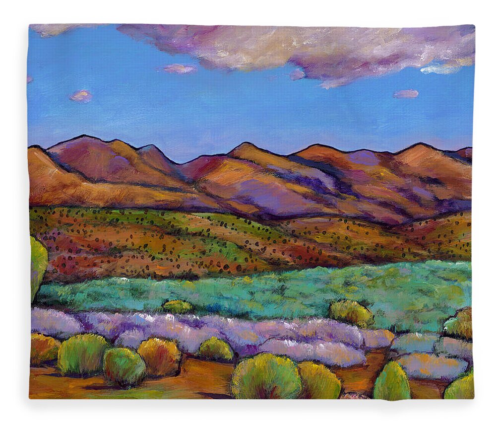 Southwest Landscape Fleece Blanket featuring the painting Cloud Cover by Johnathan Harris
