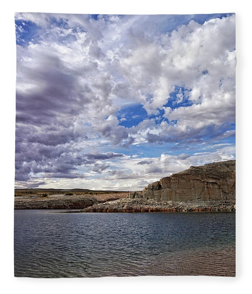 Lake Powell Recreation Area Fleece Blanket featuring the photograph Clouds and Ripples by Leda Robertson