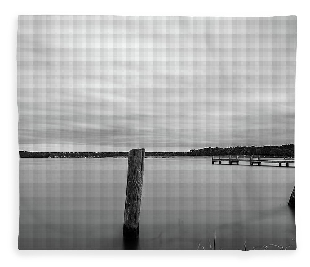 Long Exposure Fleece Blanket featuring the photograph Clouds Moving Over Lake Long Exposure by Todd Aaron