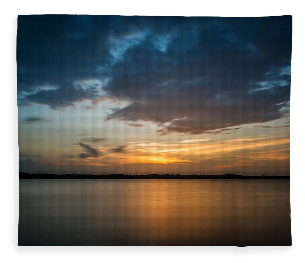 Clouds Fleece Blanket featuring the photograph Cloudy Lake Sunset by Todd Aaron