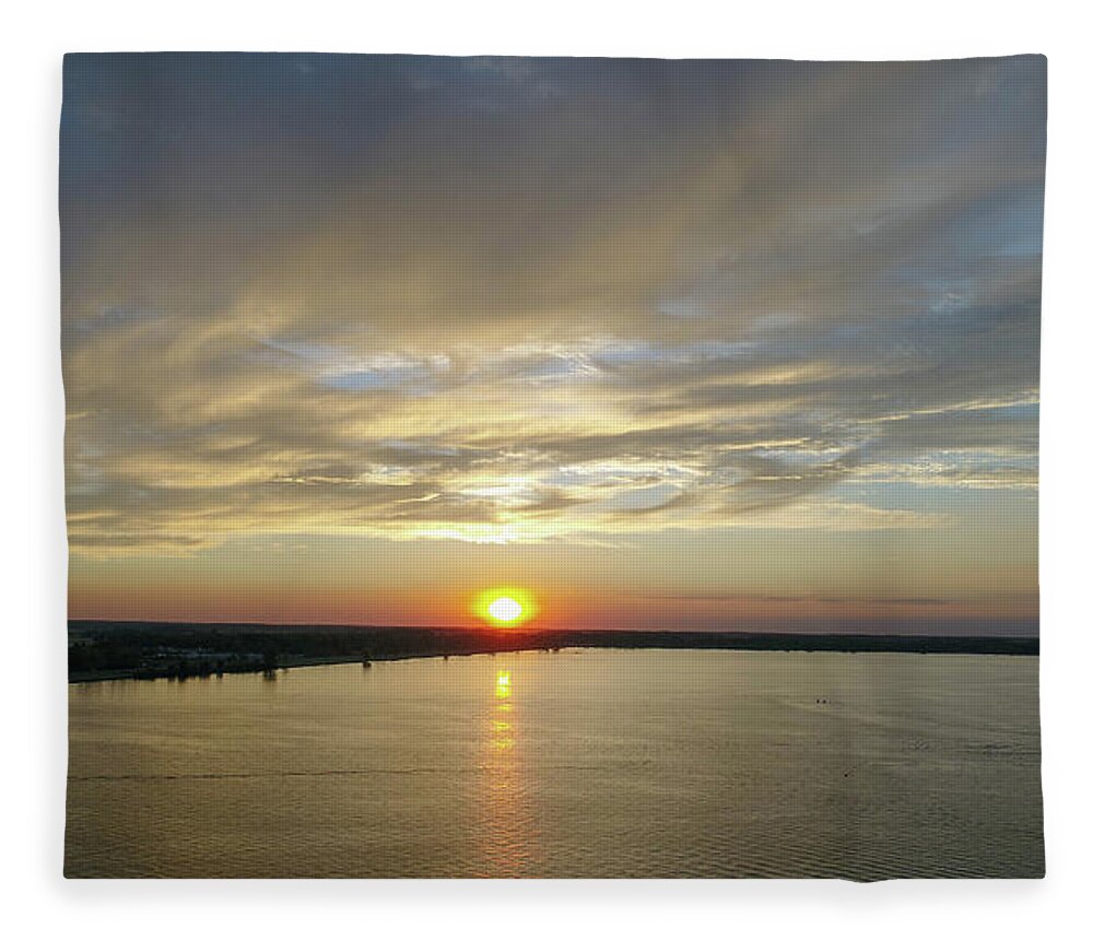  Fleece Blanket featuring the photograph Cloudy Sunset by Brian Jones