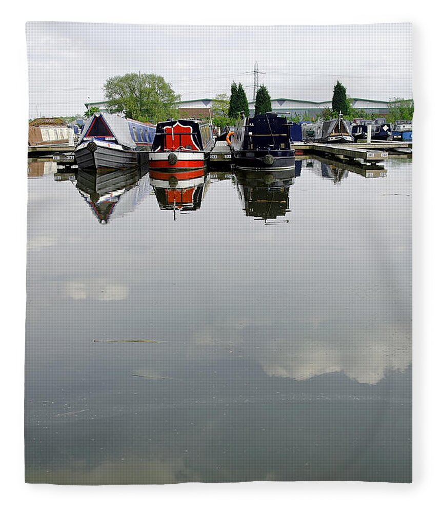 Europe Fleece Blanket featuring the photograph Cloudy Water at Barton Marina by Rod Johnson