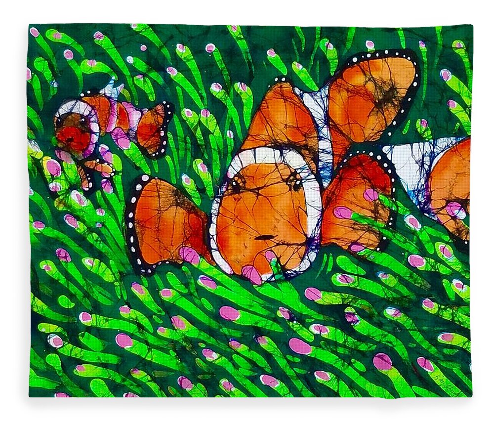 Clownfish Fleece Blanket featuring the tapestry - textile Clownfish II by Kay Shaffer