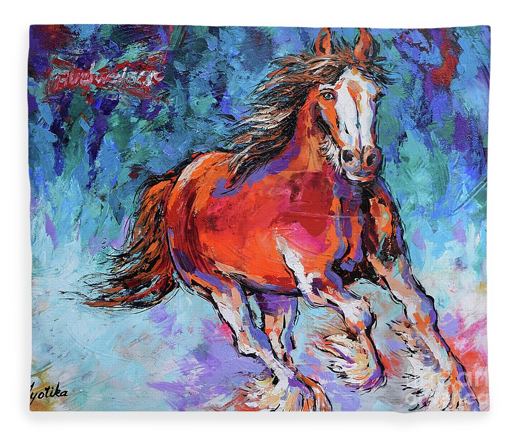  Fleece Blanket featuring the painting Clydesdale by Jyotika Shroff