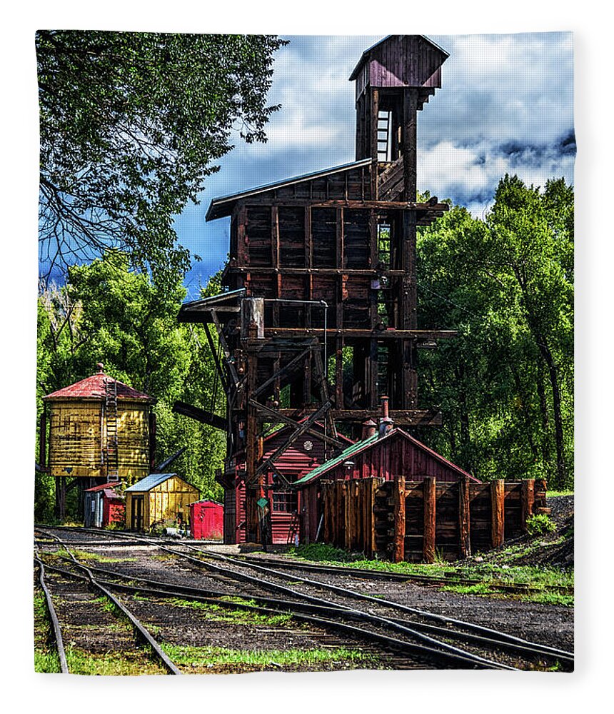 Coal Tipple Fleece Blanket featuring the photograph Coal Tipple - Cumbres and Toltec Railroad by Debra Martz