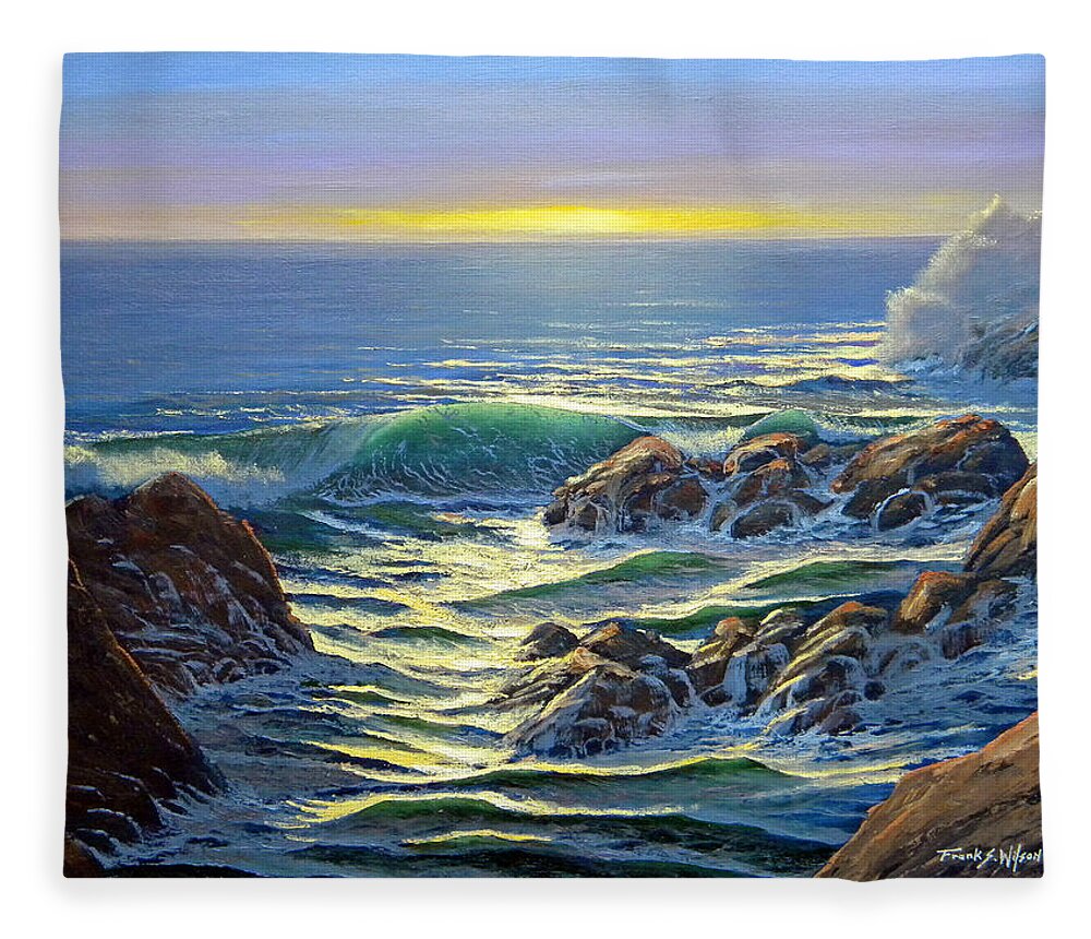 Coastal Evening Fleece Blanket featuring the painting Coastal Evening by Frank Wilson