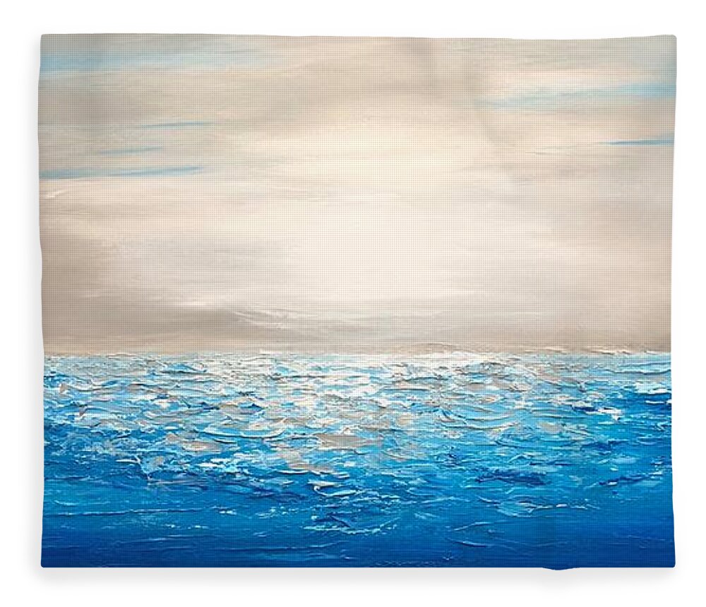 White Painting Fleece Blanket featuring the painting Coastal_4 by Preethi Mathialagan