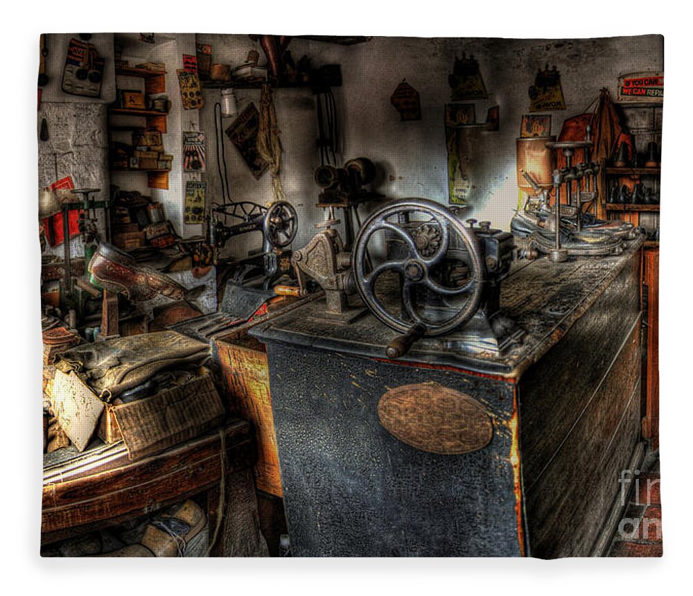 Art Fleece Blanket featuring the photograph Cobbler's Shop by Yhun Suarez