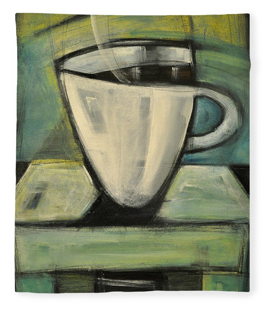 Coffee Fleece Blanket featuring the painting Coffee. Table. 2 by Tim Nyberg