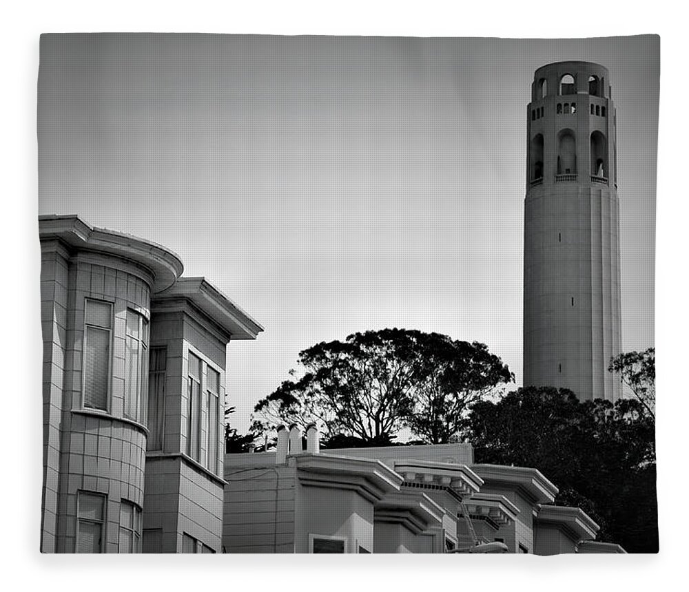 San Francisco Fleece Blanket featuring the photograph Coit Tower by Spencer Hughes