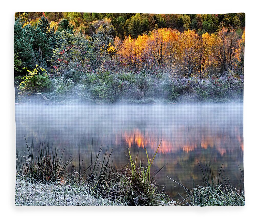 Sunrise Fleece Blanket featuring the photograph Cold Fire Sunrise Landscape by Christina Rollo